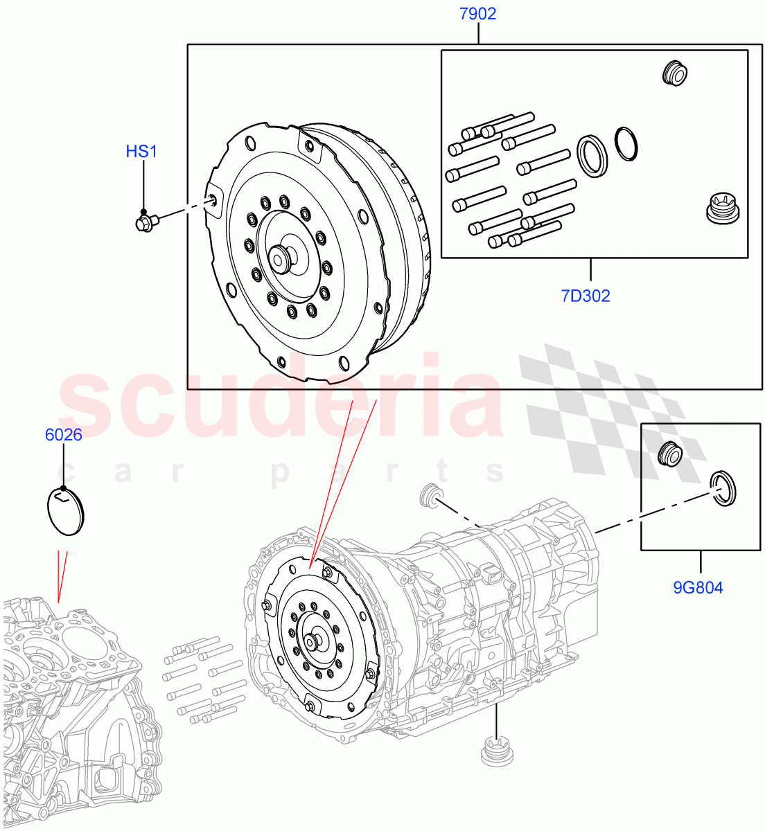 Converter (Nitra Plant Build) (3.0 V6 Diesel, 8 Speed Auto Trans ZF 8HP70 4WD) ((V) FROMK2000001) of Land Rover Land Rover Discovery 5 (2017+) [2.0 Turbo Petrol AJ200P]
