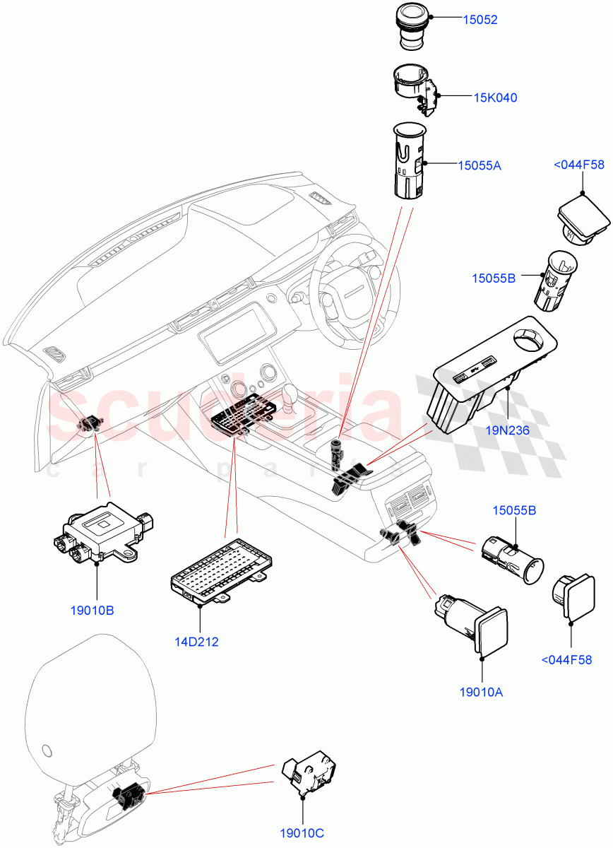 Instrument Panel Related Parts (Halewood (UK)) of Land Rover Land Rover Range Rover Evoque (2019+) [1.5 I3 Turbo Petrol AJ20P3]