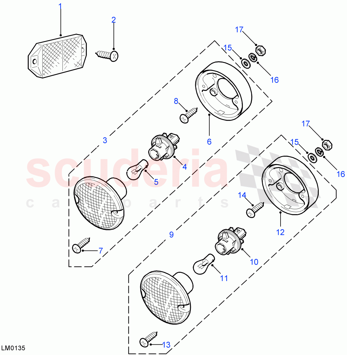 Reflectors, Fog Lamp & Reverse Lamp ((V) FROM7A000001) of Land Rover Land Rover Defender (2007-2016)