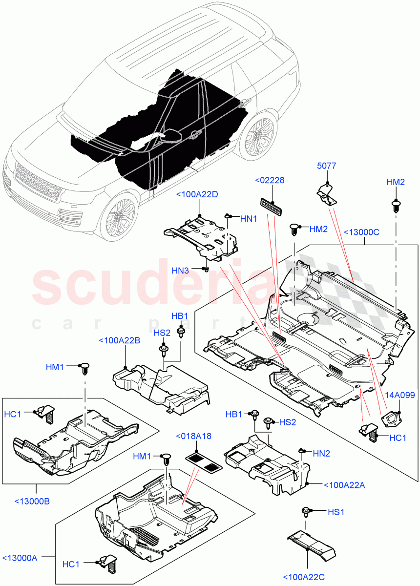 Floor Trim(Floor Carpets) of Land Rover Land Rover Range Rover (2012-2021) [3.0 I6 Turbo Petrol AJ20P6]