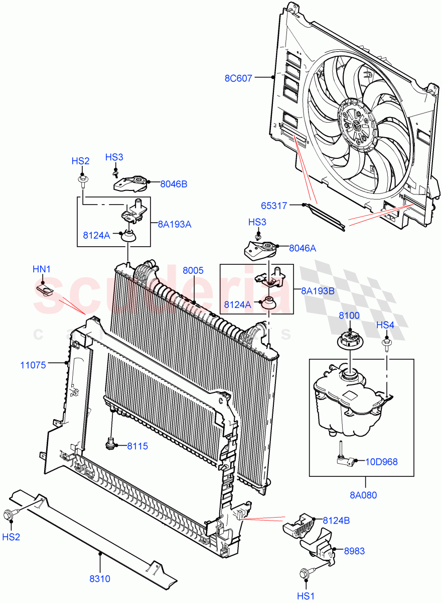 Radiator/Coolant Overflow Container(3.0 V6 D Gen2 Twin Turbo) of Land Rover Land Rover Range Rover Velar (2017+) [3.0 Diesel 24V DOHC TC]