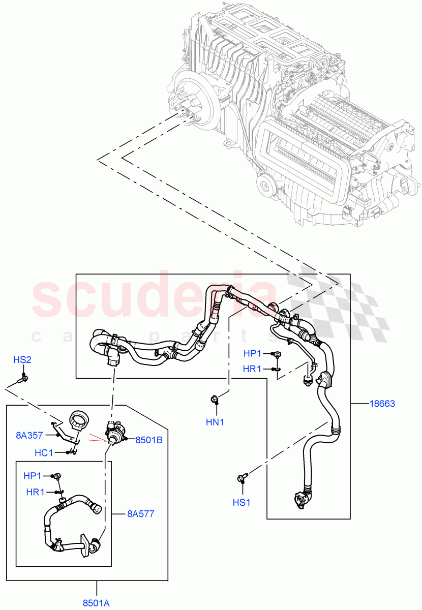 Heater Hoses (3.0L AJ20D6 Diesel High, With Ptc Heater, Premium Air Conditioning-Front/Rear, Less Heater) of Land Rover Land Rover Range Rover (2022+) [3.0 I6 Turbo Diesel AJ20D6]