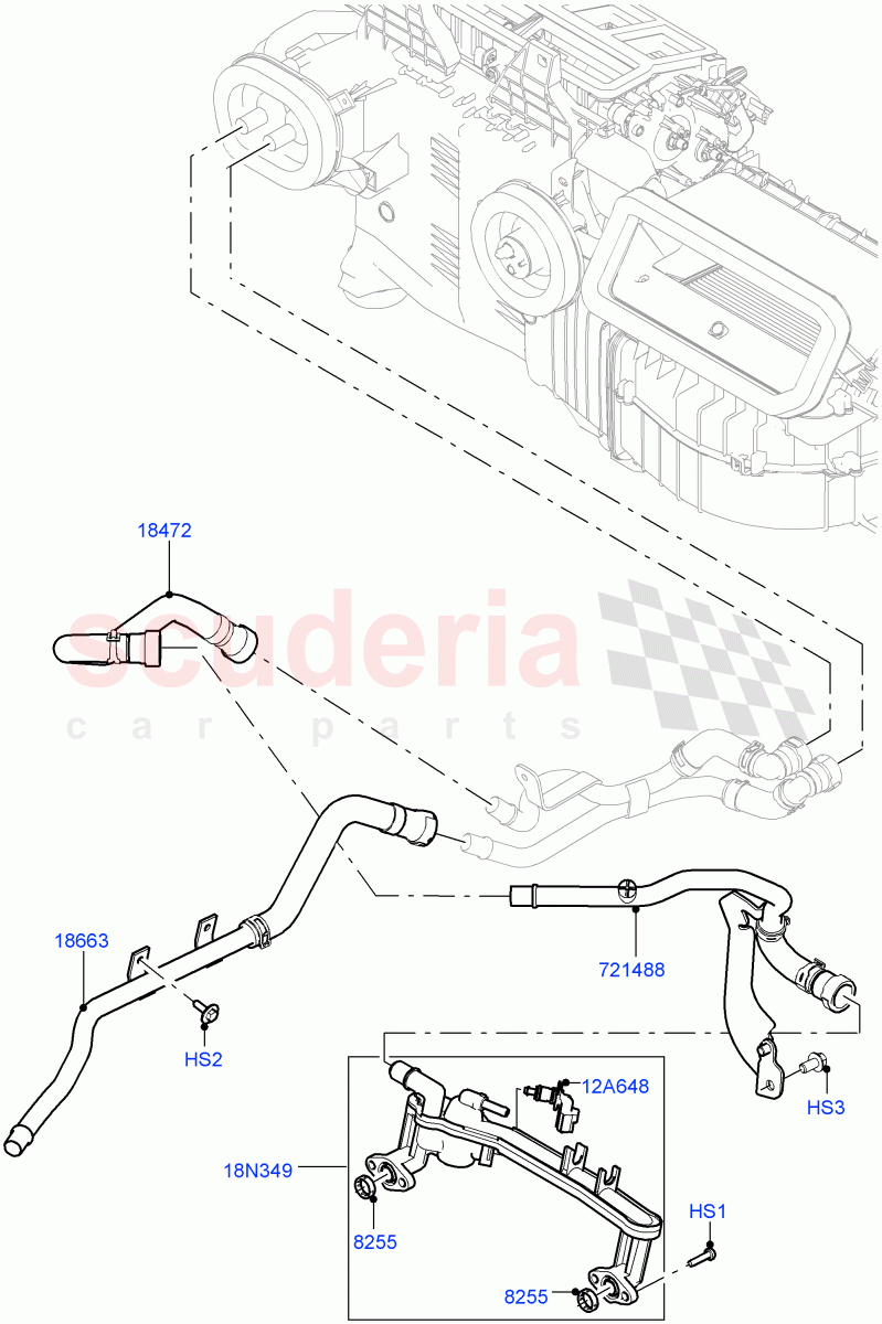 Heater Hoses(Front)(5.0L OHC SGDI SC V8 Petrol - AJ133,Less Auxiliary Coolant Pumps,With Fresh Air Heater,With Ptc Heater,With Fuel Fired Heater)((V)TOHA999999) of Land Rover Land Rover Range Rover Sport (2014+) [2.0 Turbo Diesel]