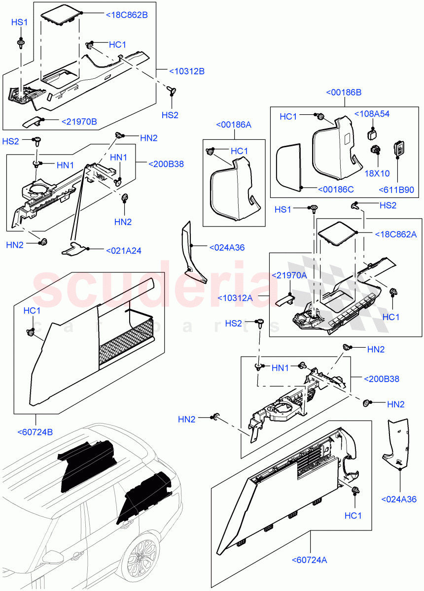 Side Trim(Luggage Compartment)(With 40/40 Split Individual Rr Seat) of Land Rover Land Rover Range Rover (2012-2021) [3.0 I6 Turbo Diesel AJ20D6]