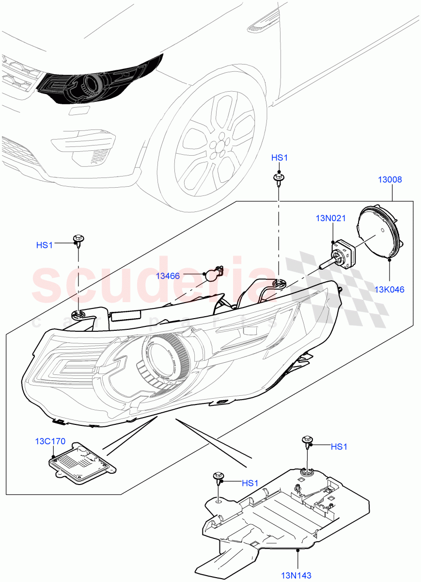 Headlamps And Front Flasher Lamps(Itatiaia (Brazil),With BI - Xenon Headlamps,With Adaptive Headlamps Bi Xenon,Headlamps - LED Premium)((V)FROMGT000001) of Land Rover Land Rover Discovery Sport (2015+) [1.5 I3 Turbo Petrol AJ20P3]