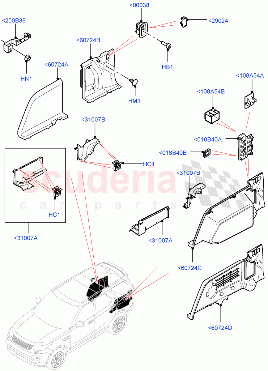 Side Trim(Luggage Compartment, Nitra Plant Build)((V)FROMK2000001) of Land Rover Land Rover Discovery 5 (2017+) [3.0 I6 Turbo Petrol AJ20P6]