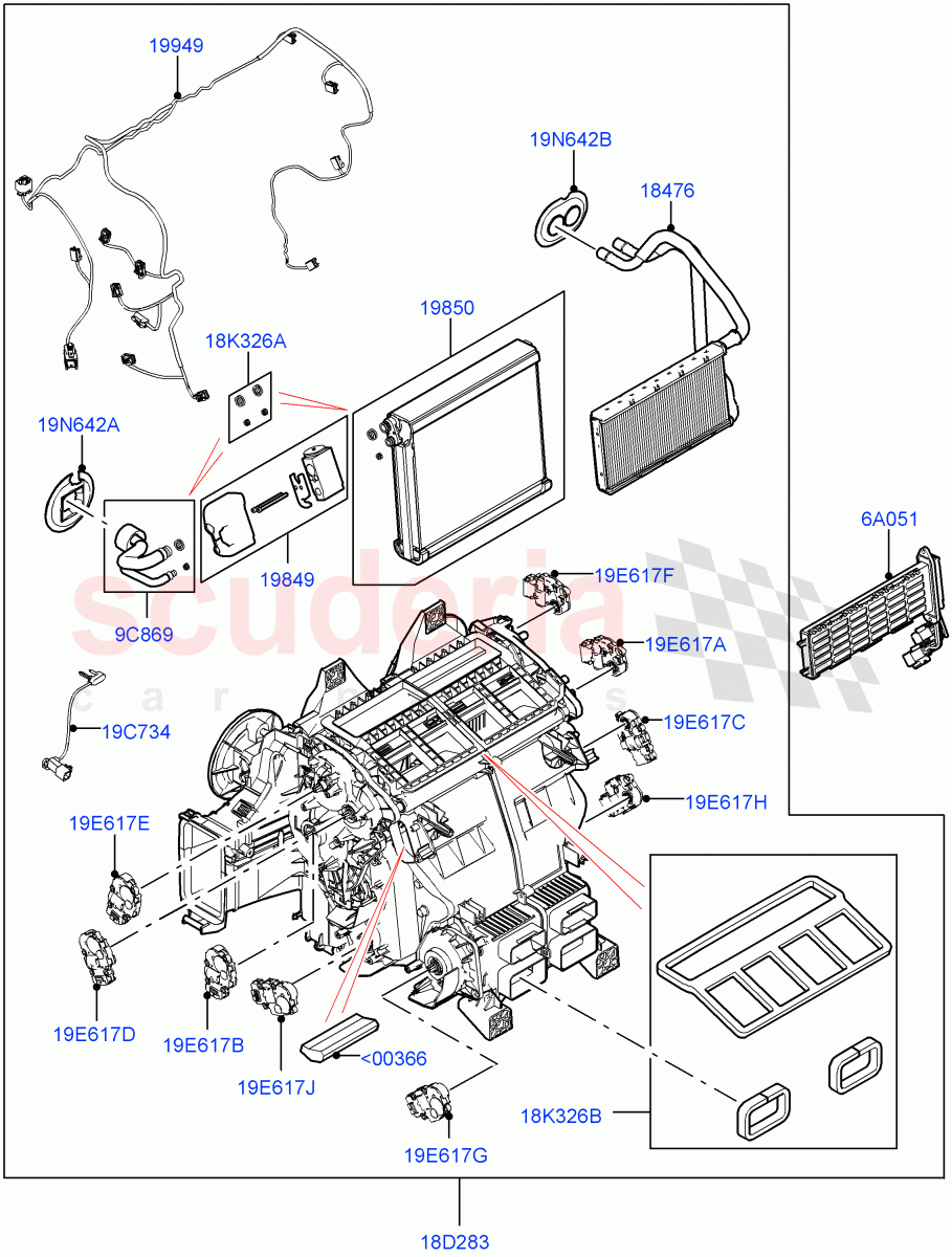 Heater/Air Cond.Internal Components (Main Unit) of Land Rover Land Rover Defender (2020+) [5.0 OHC SGDI SC V8 Petrol]