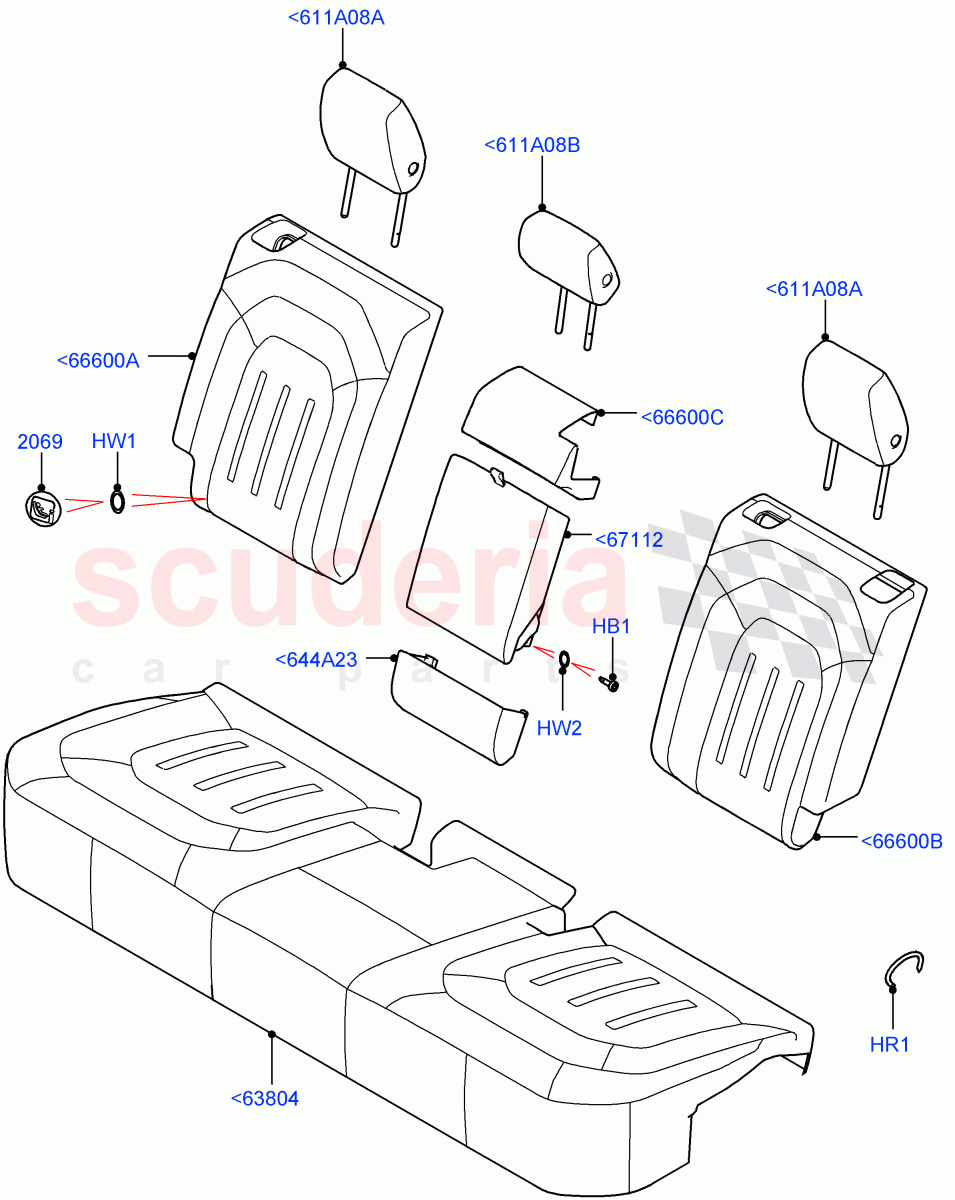 Rear Seat Covers(Short Wheelbase,Taurus Leather/Perf Fabric(Dynamic),Rr Seat 40/20/40 Fixed Cushion)((V)FROMM2000001) of Land Rover Land Rover Defender (2020+) [5.0 OHC SGDI SC V8 Petrol]