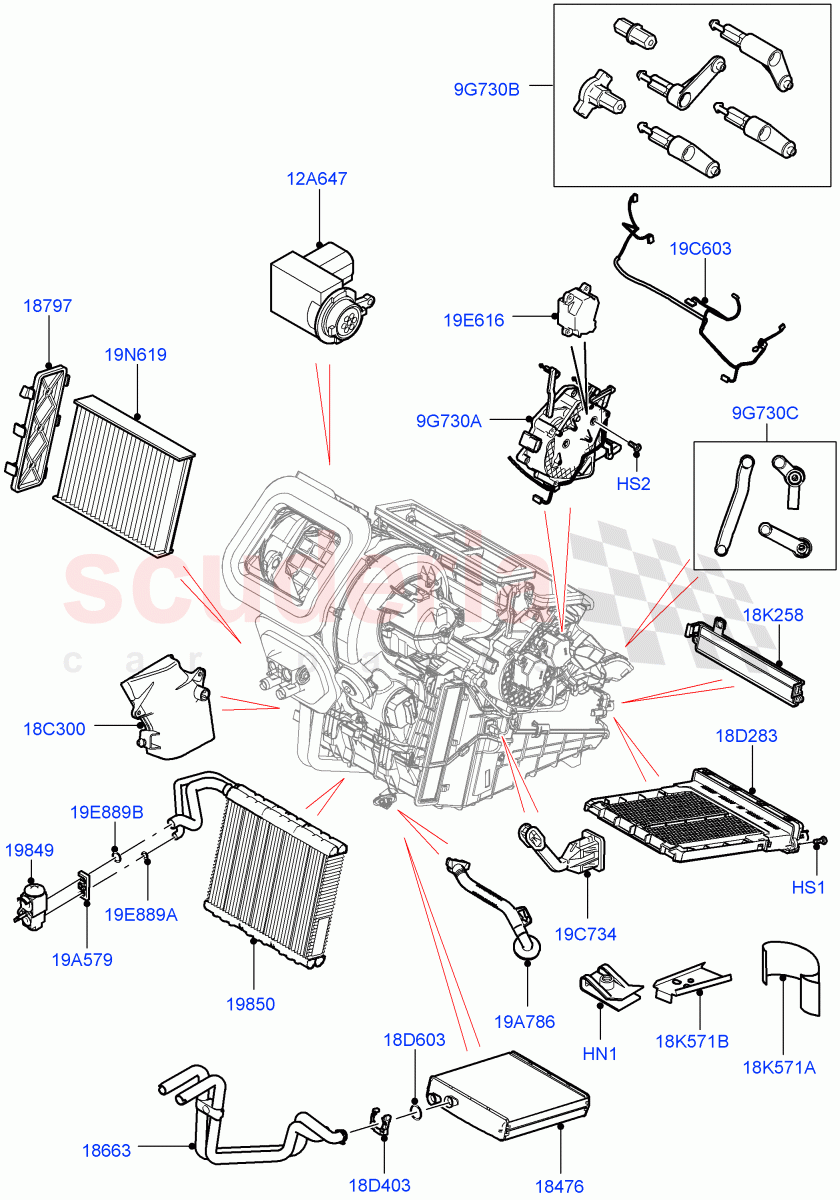 Heater/Air Cond.Internal Components (Itatiaia (Brazil)) of Land Rover Land Rover Range Rover Evoque (2019+) [2.0 Turbo Diesel AJ21D4]