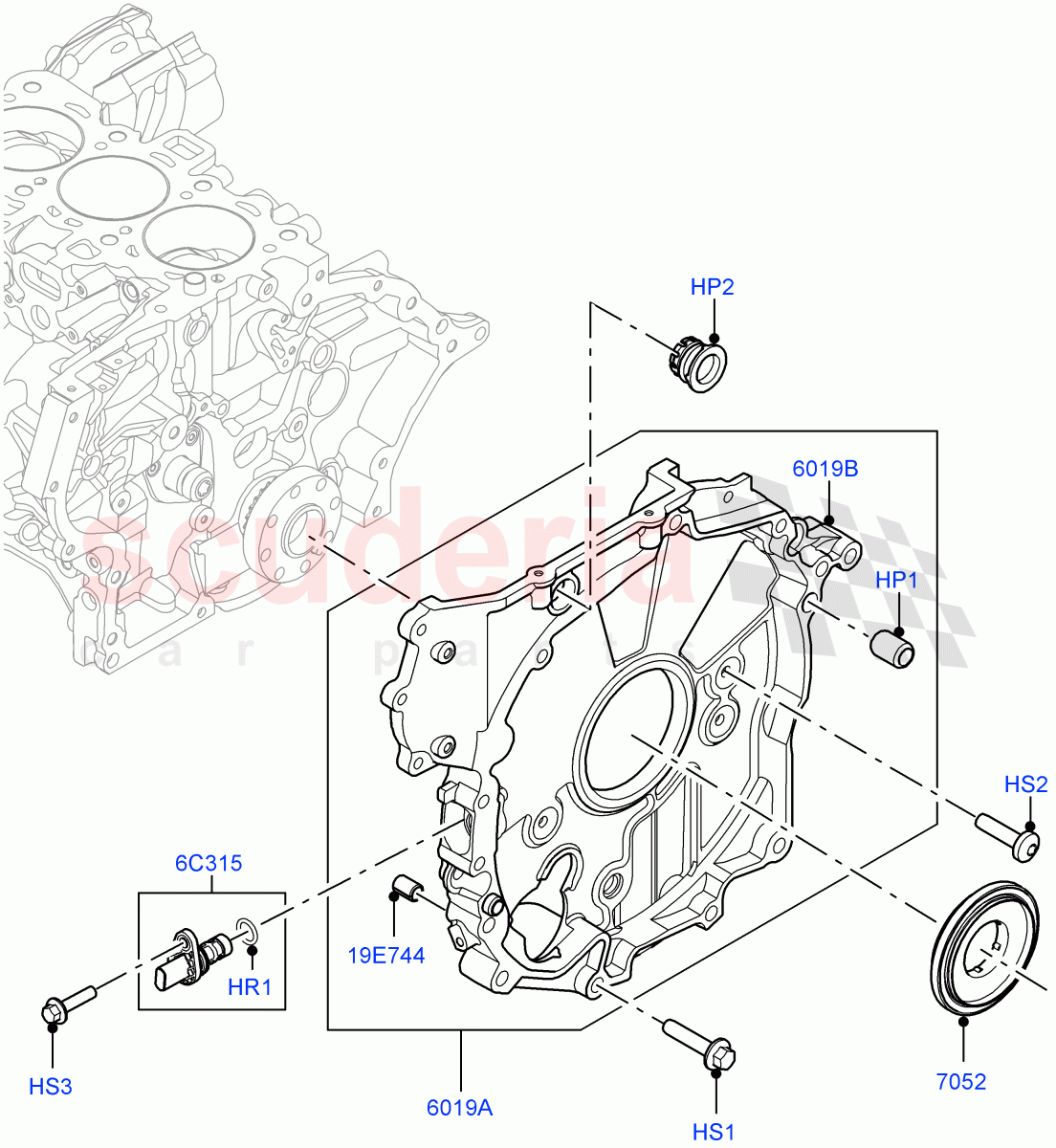 Timing Gear Covers (1.5L AJ20P3 Petrol High PHEV, Changsu (China), 1.5L AJ20P3 Petrol High) of Land Rover Land Rover Discovery Sport (2015+) [1.5 I3 Turbo Petrol AJ20P3]