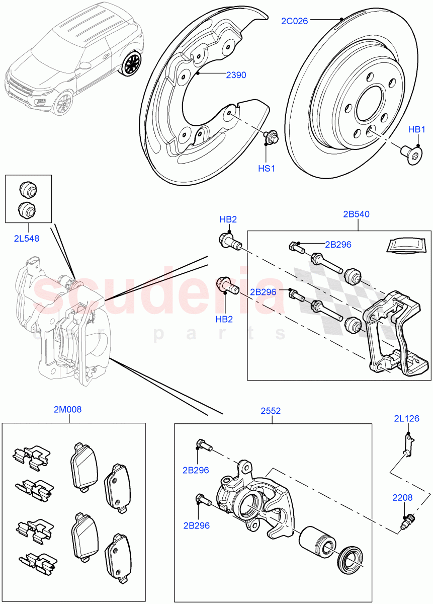 Rear Brake Discs And Calipers (Changsu (China)) ((V) FROMEG000001, (V) TOGG134737) of Land Rover Land Rover Range Rover Evoque (2012-2018) [2.0 Turbo Petrol AJ200P]