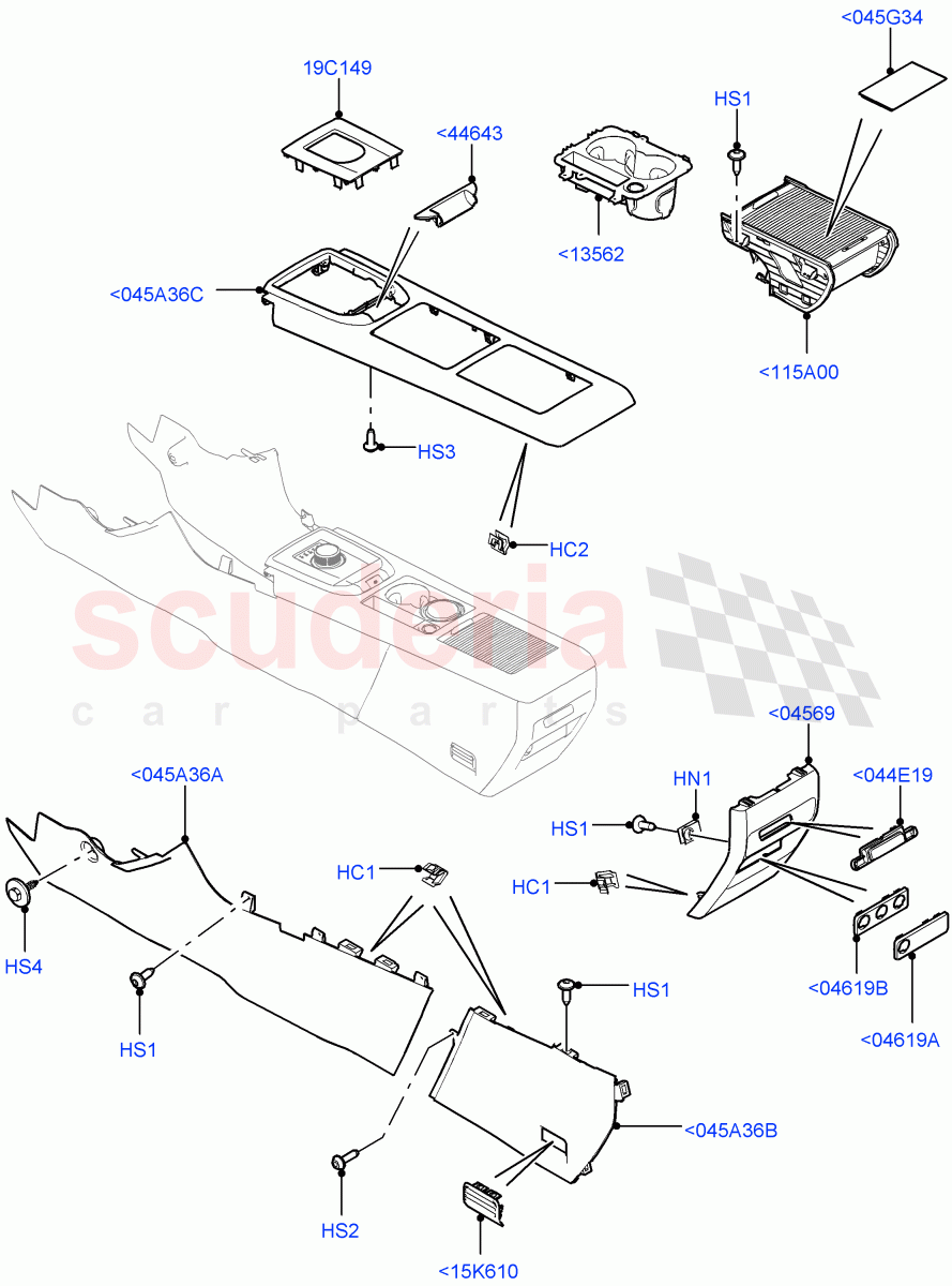 Console - Floor (External Components) (Itatiaia (Brazil), Low Line Cubby Box) ((V) FROMGT000001, (V) TOKT999999) of Land Rover Land Rover Discovery Sport (2015+) [2.0 Turbo Diesel]