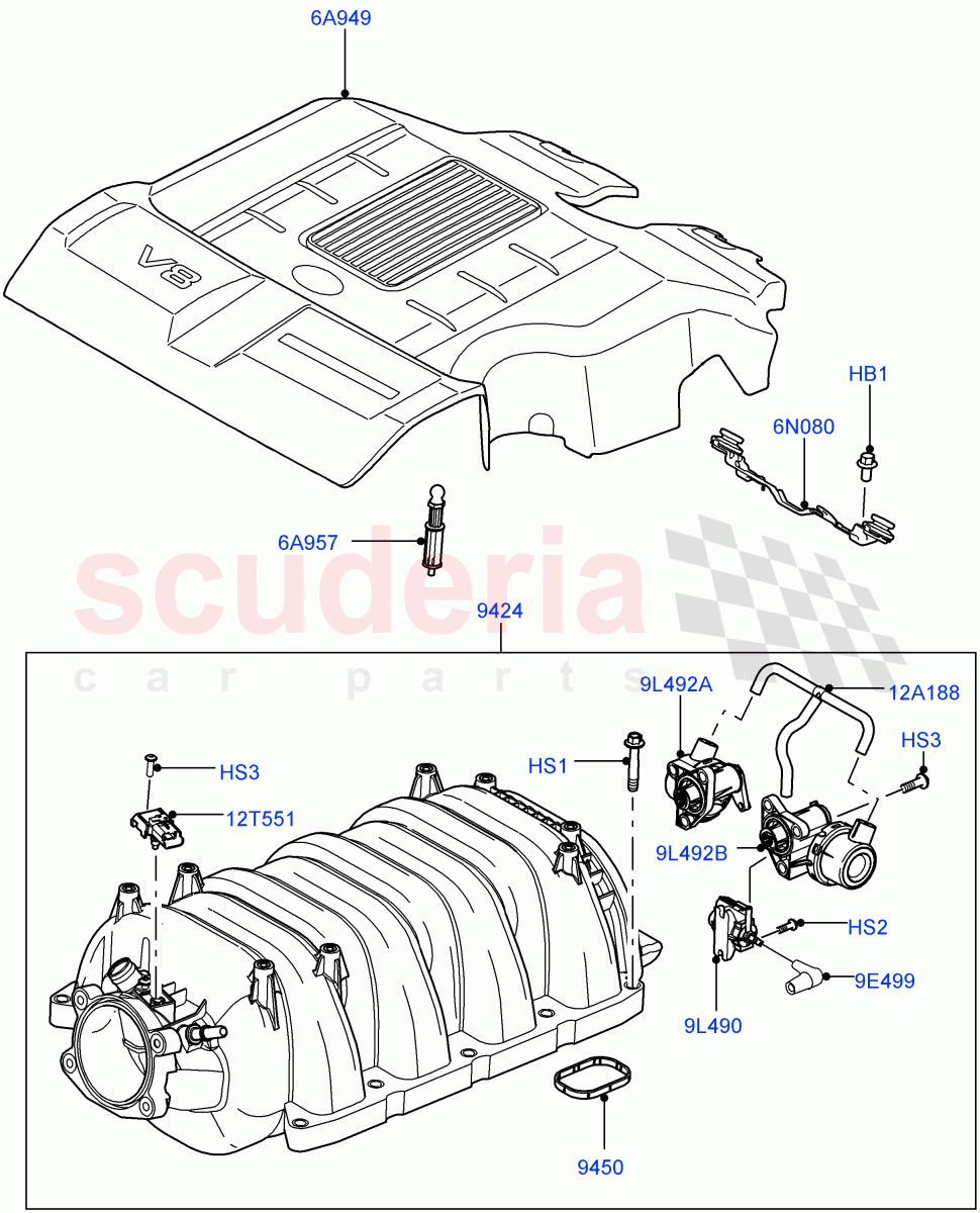 Inlet Manifold(5.0L OHC SGDI NA V8 Petrol - AJ133)((V)FROMAA000001) of Land Rover Land Rover Discovery 4 (2010-2016) [5.0 OHC SGDI NA V8 Petrol]