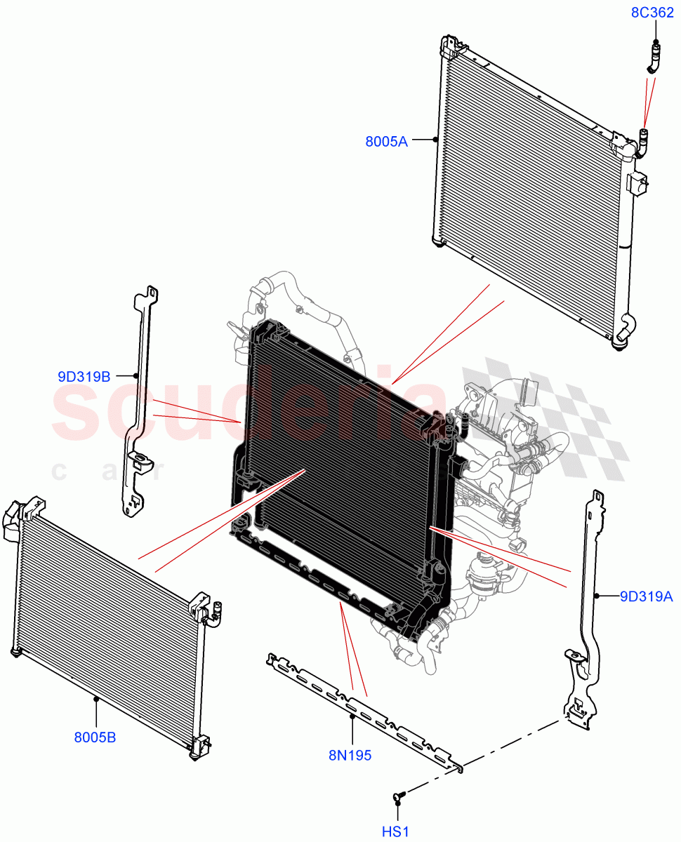 Radiator/Coolant Overflow Container(Water Charge Air Cooler, Nitra Plant Build, Intercooler Radiator)(2.0L AJ200P Hi PHEV) of Land Rover Land Rover Defender (2020+) [2.0 Turbo Petrol AJ200P]