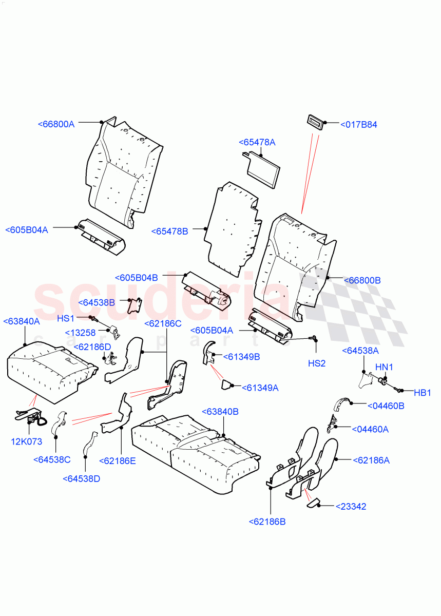 Rear Seat Pads/Valances & Heating(Solihull Plant Build, Pads/Valances)(Version - Core,60/40 Load Through With Slide)((V)FROMHA000001) of Land Rover Land Rover Discovery 5 (2017+) [3.0 I6 Turbo Diesel AJ20D6]