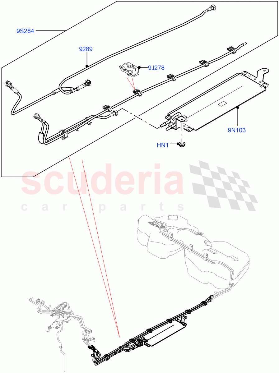 Fuel Lines(Rear)(2.0L AJ21D4 Diesel Mid)((V)FROMMA000001,(V)TOMA999999) of Land Rover Land Rover Range Rover Velar (2017+) [2.0 Turbo Diesel AJ21D4]