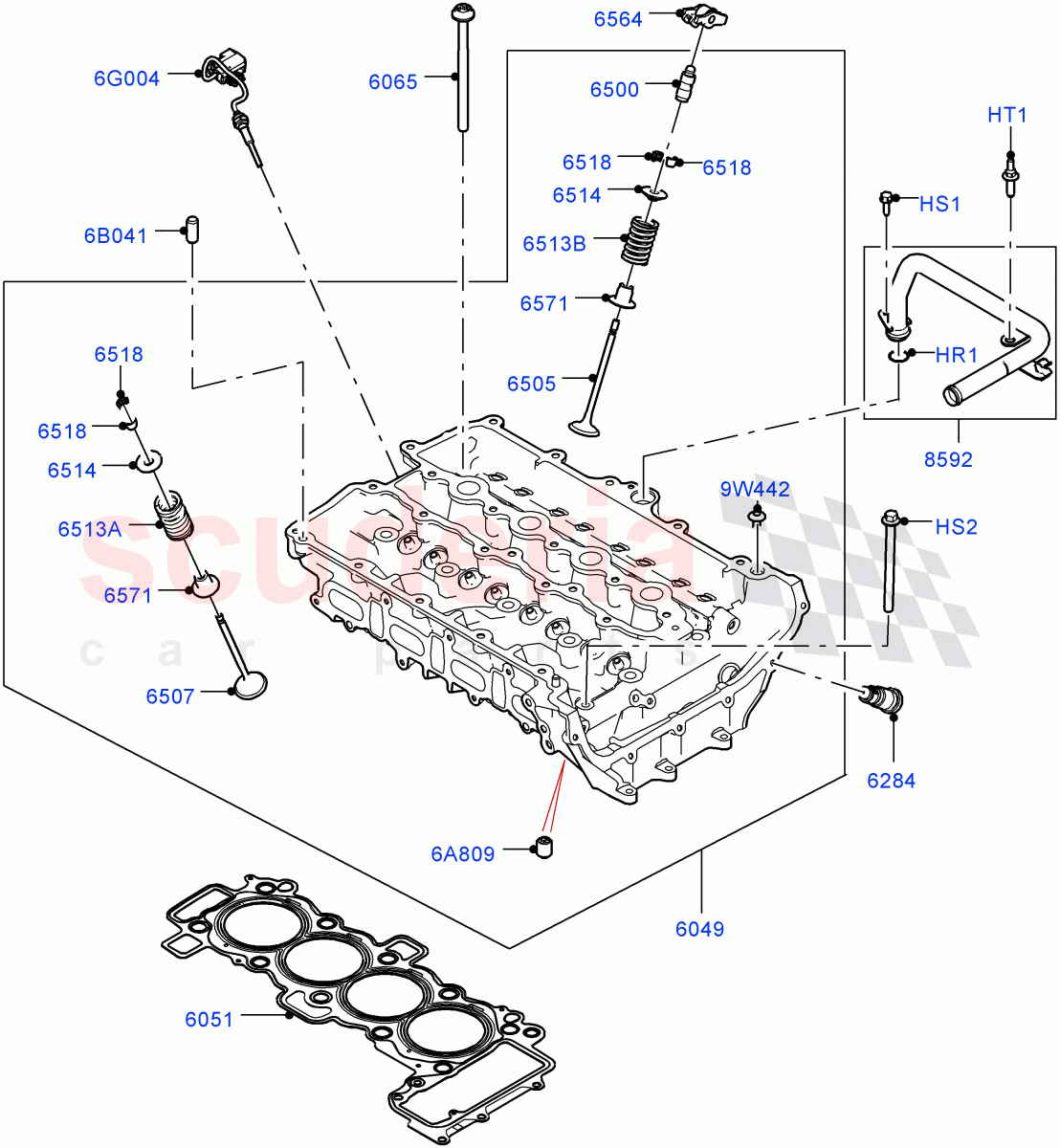 Cylinder Head(2.0L I4 Mid DOHC AJ200 Petrol,Itatiaia (Brazil),2.0L I4 Mid AJ200 Petrol E100)((V)FROMJT000001) of Land Rover Land Rover Discovery Sport (2015+) [2.0 Turbo Petrol AJ200P]