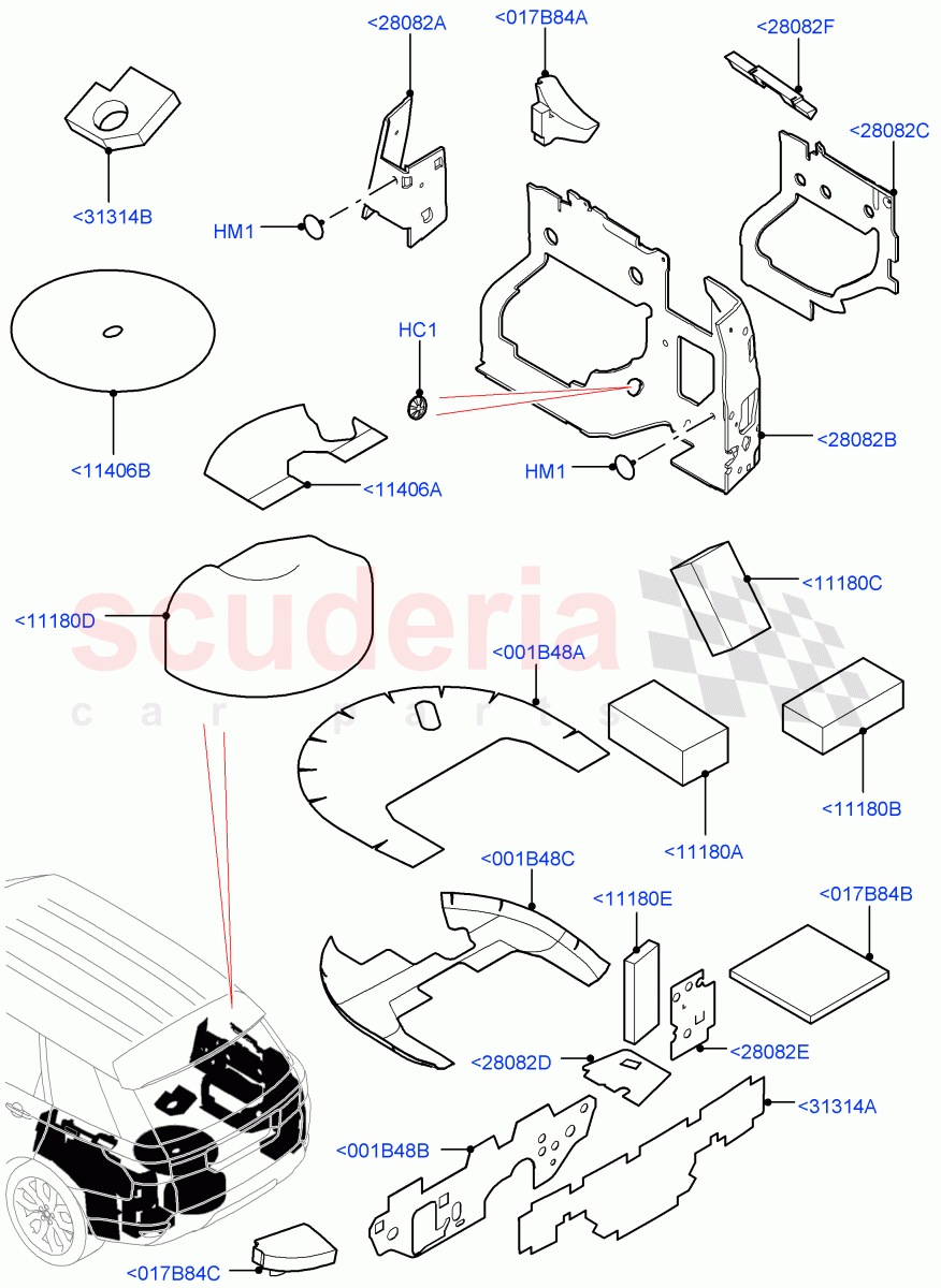 Insulators - Rear(Luggage Compartment) of Land Rover Land Rover Range Rover Sport (2014+) [3.0 Diesel 24V DOHC TC]