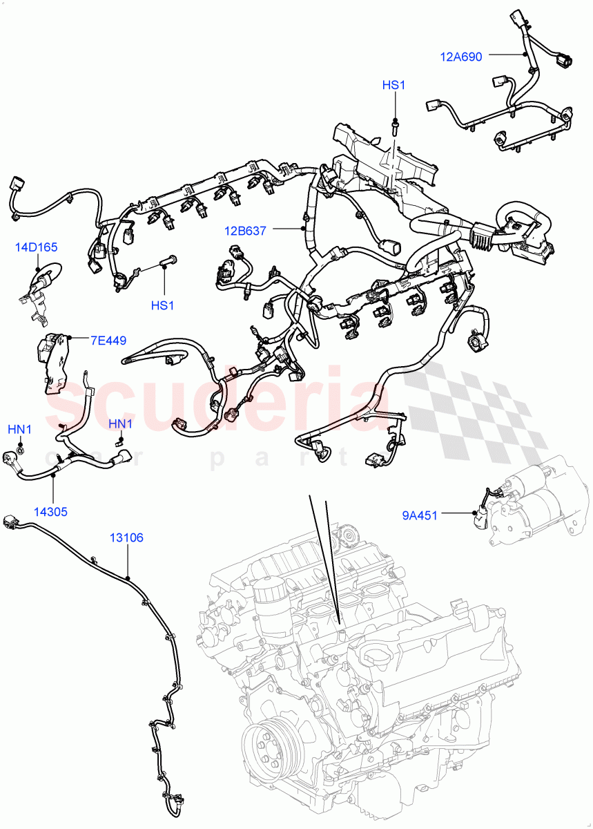 Electrical Wiring - Engine And Dash(5.0L OHC SGDI SC V8 Petrol - AJ133)((V)TOHA999999) of Land Rover Land Rover Range Rover (2012-2021) [4.4 DOHC Diesel V8 DITC]