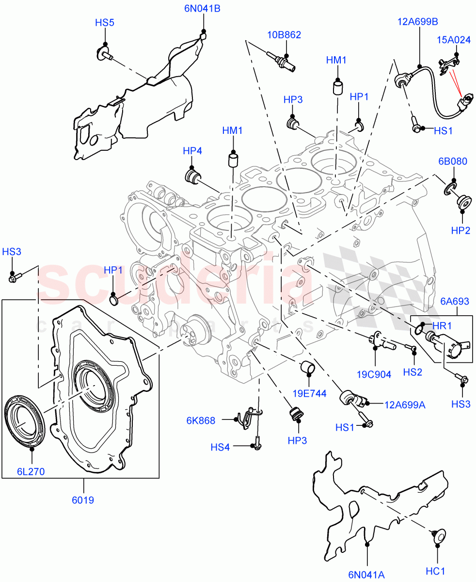 Cylinder Block And Plugs(Nitra Plant Build)(2.0L I4 High DOHC AJ200 Petrol)((V)FROMK2000001) of Land Rover Land Rover Discovery 5 (2017+) [2.0 Turbo Petrol AJ200P]