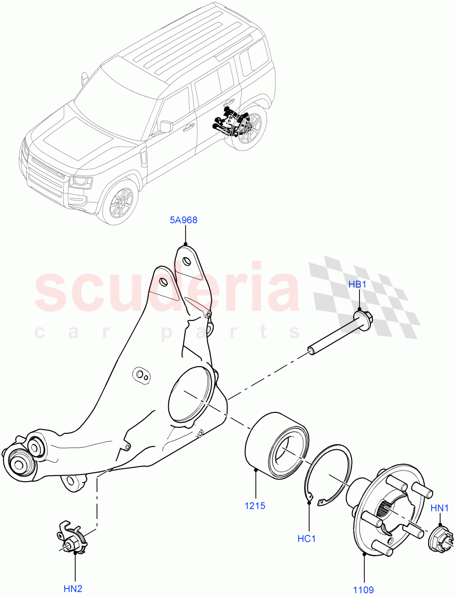 Rear Knuckle And Hub of Land Rover Land Rover Defender (2020+) [2.0 Turbo Diesel]