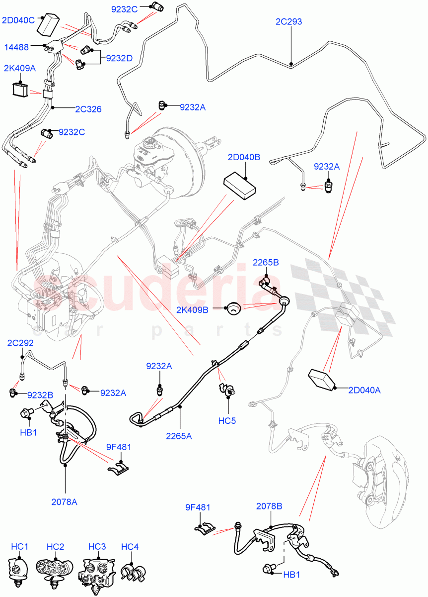 Front Brake Pipes (2.0L AJ200P Hi PHEV, RHD) ((V) FROMJA000001) of Land Rover Land Rover Range Rover Sport (2014+) [2.0 Turbo Petrol GTDI]