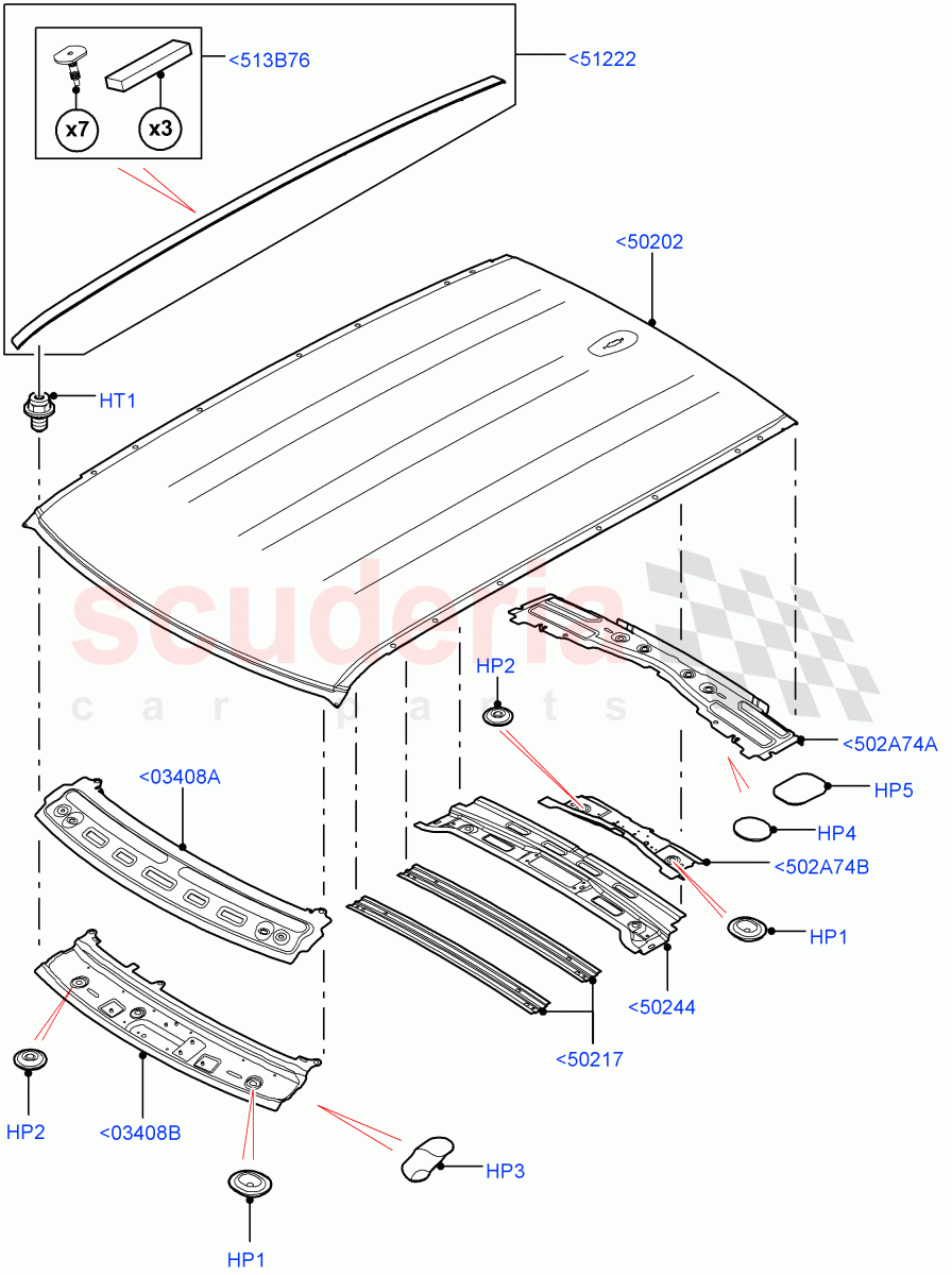 Roof - Sheet Metal(Less Panorama Roof) of Land Rover Land Rover Range Rover Sport (2014+) [2.0 Turbo Petrol GTDI]