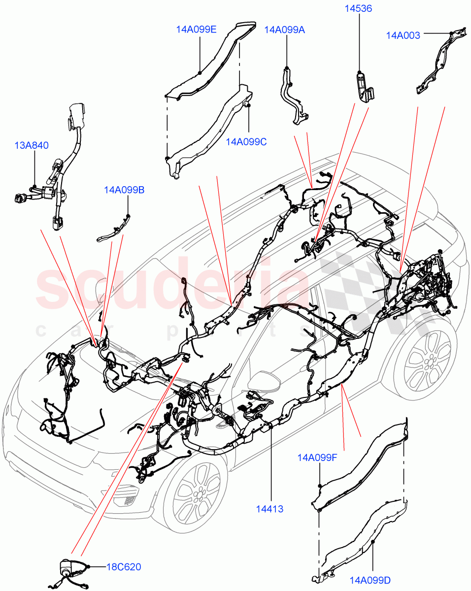 Electrical Wiring - Engine And Dash(Mega Harness)(Halewood (UK))((V)FROMLH000001) of Land Rover Land Rover Discovery Sport (2015+) [1.5 I3 Turbo Petrol AJ20P3]