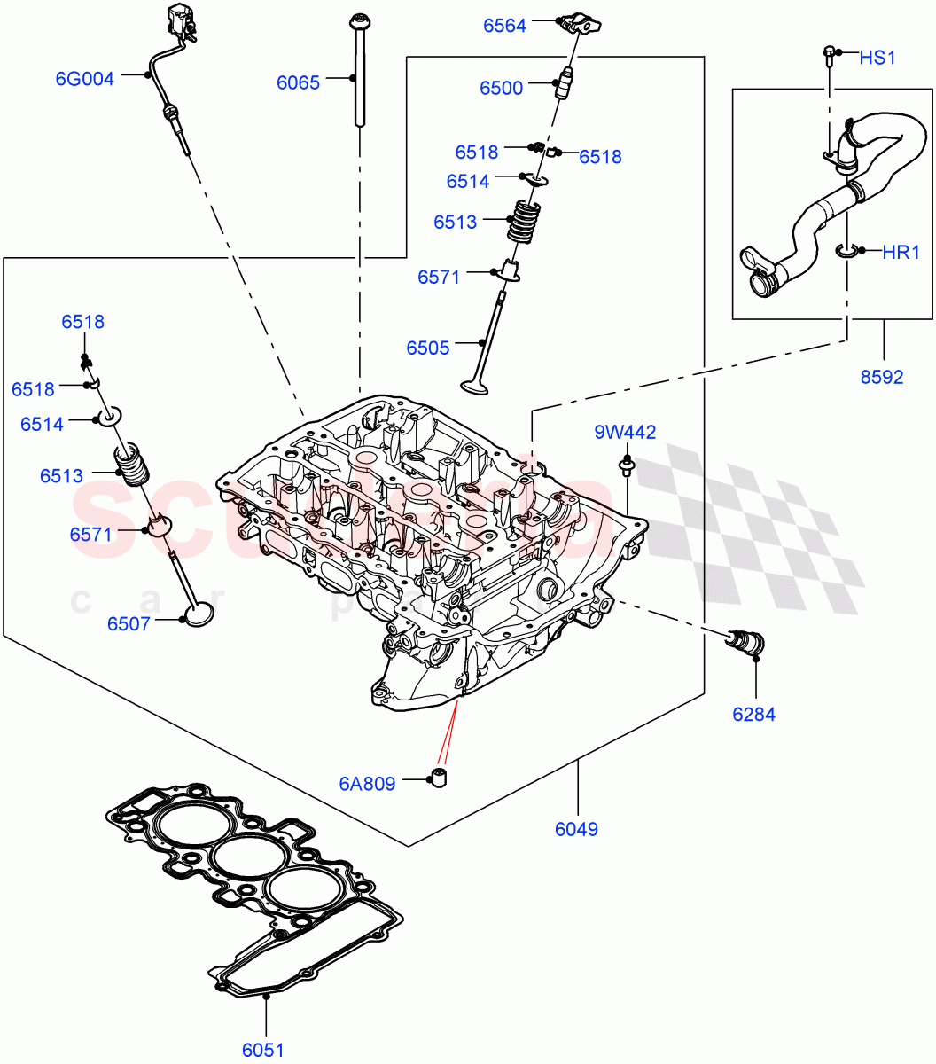 Cylinder Head (1.5L AJ20P3 Petrol High, Changsu (China), 1.5L AJ20P3 Petrol High PHEV) of Land Rover Land Rover Discovery Sport (2015+) [1.5 I3 Turbo Petrol AJ20P3]
