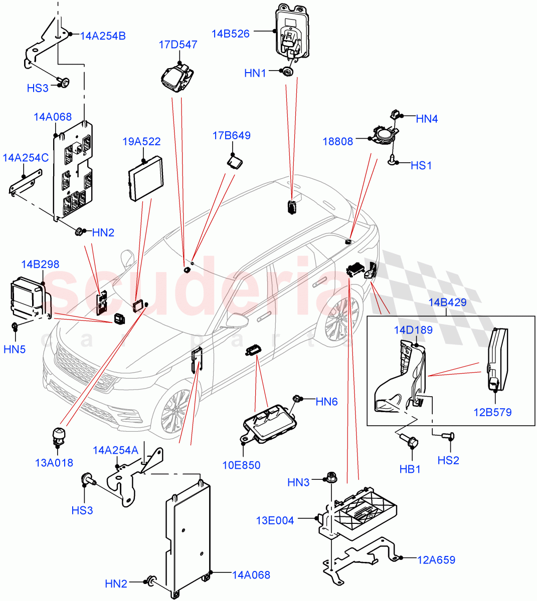 Vehicle Modules And Sensors of Land Rover Land Rover Range Rover Velar (2017+) [3.0 Diesel 24V DOHC TC]