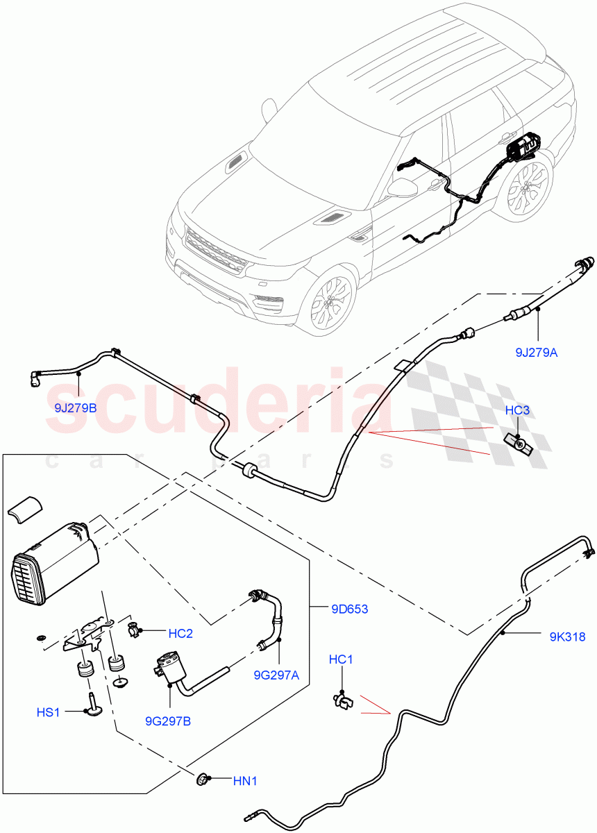 Carbon Canister(2.0L I4 High DOHC AJ200 Petrol,Pet Tank W/O Leak Det - Std Filter)((V)FROMKA000001) of Land Rover Land Rover Range Rover Sport (2014+) [2.0 Turbo Petrol AJ200P]