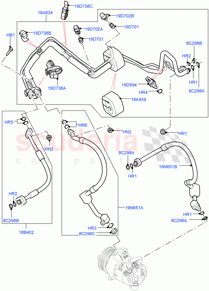 Air Conditioning System (2.2L CR DI 16V Diesel, Halewood (UK)) of Land Rover Land Rover Range Rover Evoque (2012-2018) [2.0 Turbo Petrol GTDI]