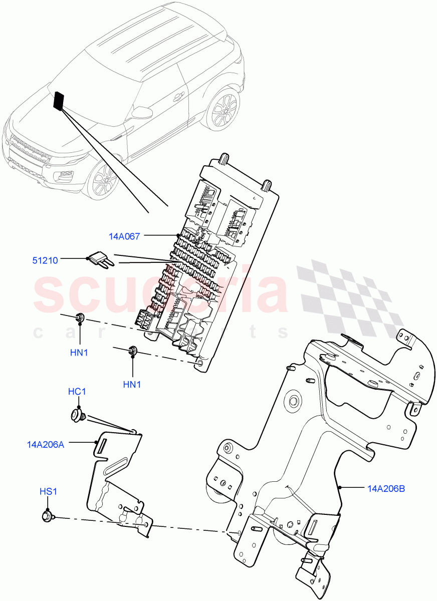 Fuses, Holders And Circuit Breakers (Passenger Compartment) (Changsu (China)) ((V) FROMEG000001) of Land Rover Land Rover Range Rover Evoque (2012-2018) [2.2 Single Turbo Diesel]