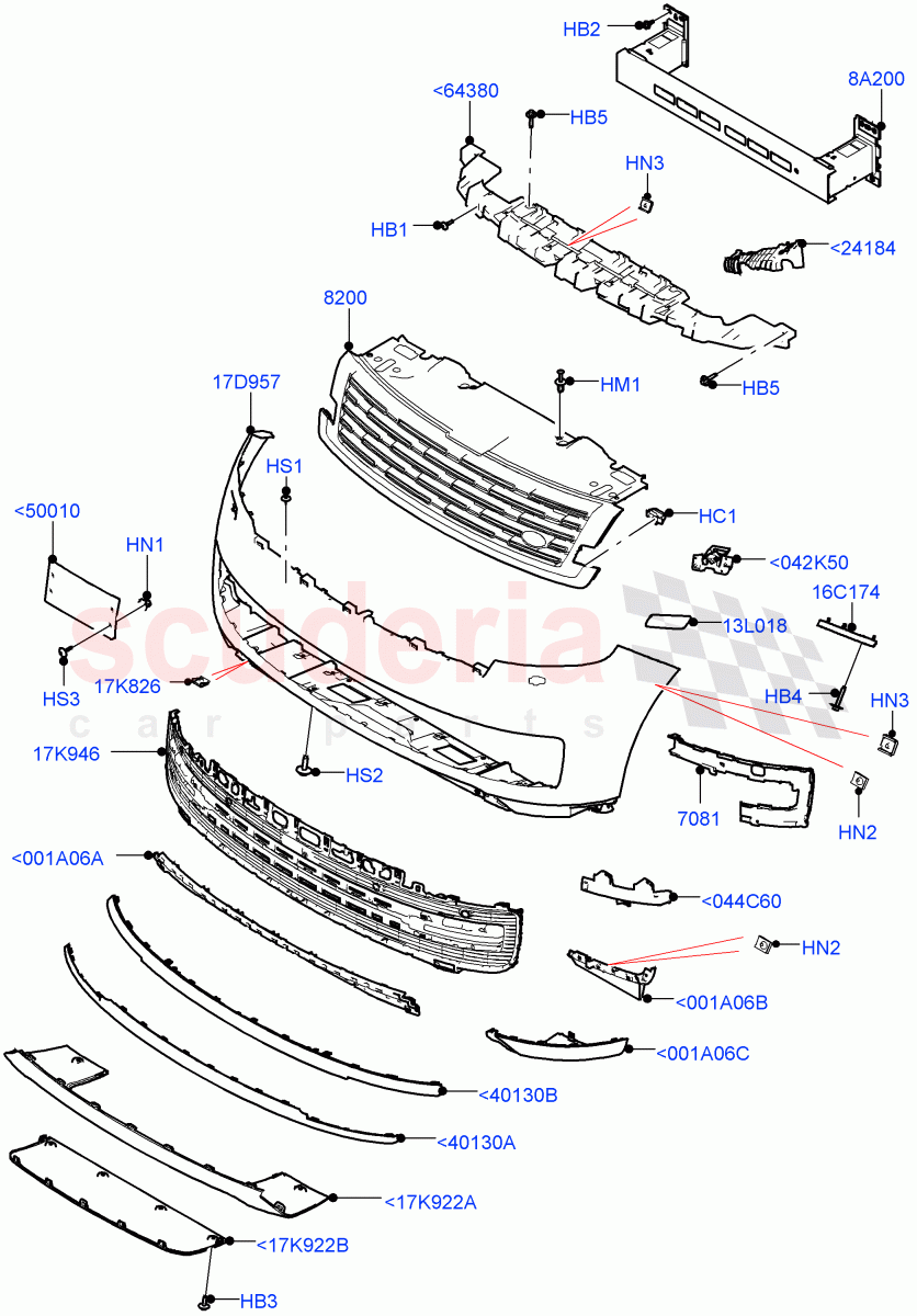 Radiator Grille And Front Bumper(Less SV Model Spec) of Land Rover Land Rover Range Rover (2022+) [3.0 I6 Turbo Diesel AJ20D6]