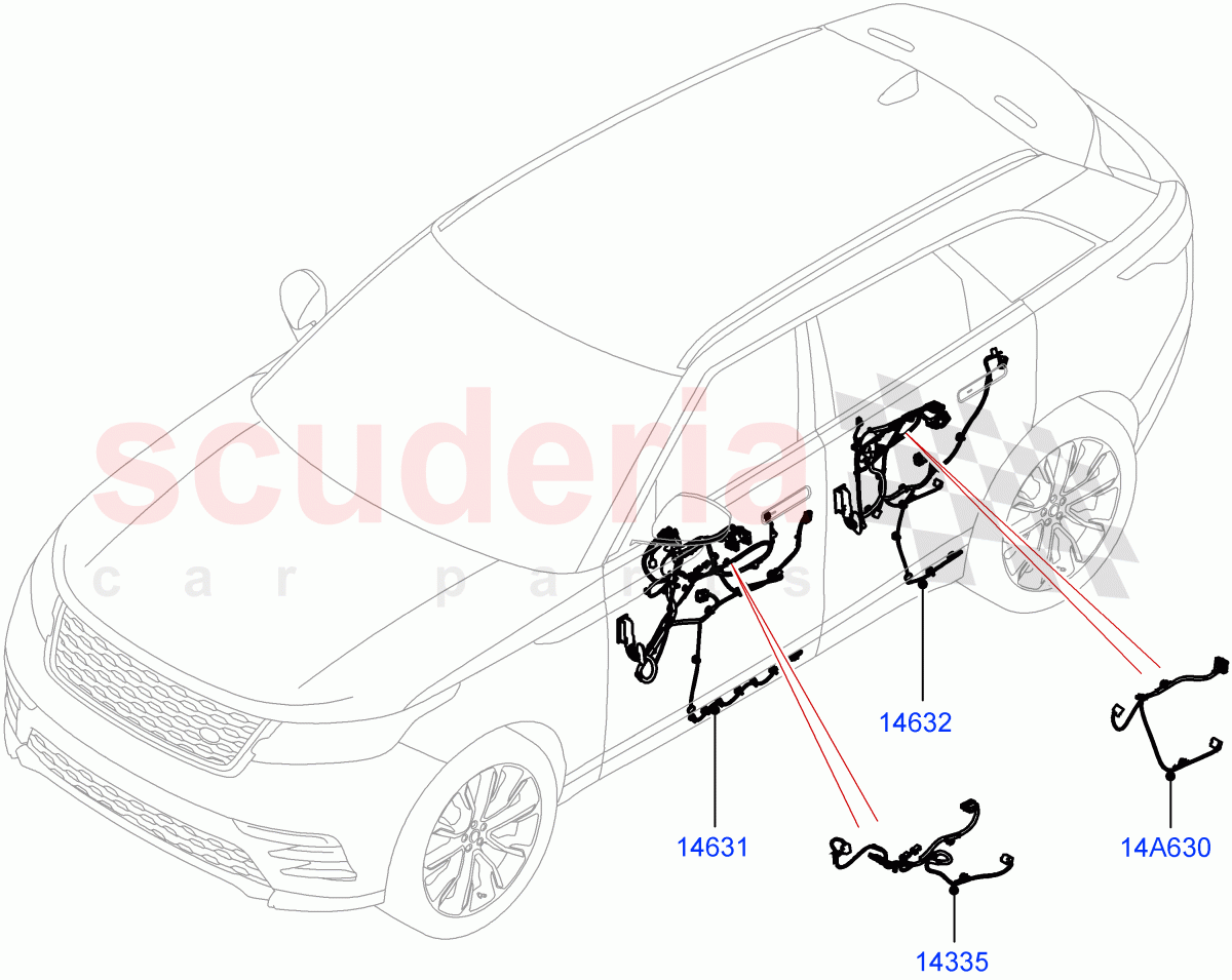 Electrical Wiring - Body And Rear (Front And Rear Doors) ((V) FROMMA000001) of Land Rover Land Rover Range Rover Velar (2017+) [3.0 I6 Turbo Petrol AJ20P6]