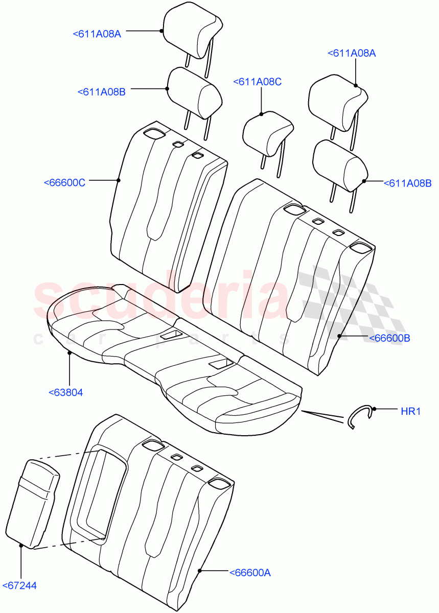 Rear Seat Covers (Taurus Leather, Halewood (UK), With 60/40 Split - Folding Rr Seat, 2nd Row Seat 60/40 (3 P) - Folding) of Land Rover Land Rover Range Rover Evoque (2012-2018) [2.0 Turbo Diesel]