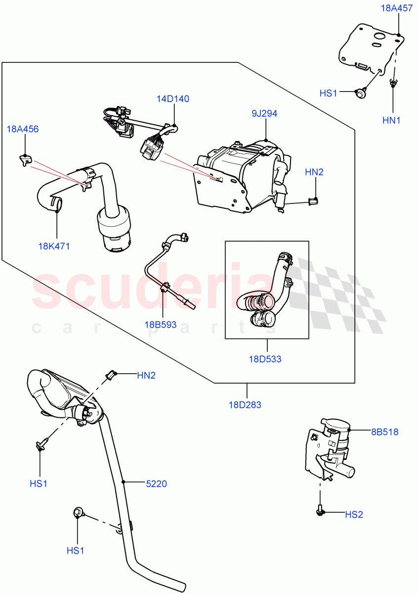 Auxiliary Fuel Fired Pre-Heater(Heater Components, External Components)(Itatiaia (Brazil),Fuel Heater W/Pk Heat With Remote,Fuel Fired Heater With Park Heat,With Fuel Fired Heater) of Land Rover Land Rover Range Rover Evoque (2019+) [2.0 Turbo Diesel]