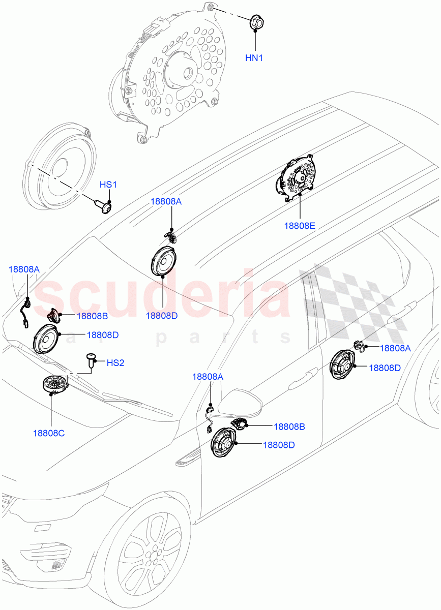 Speakers(Itatiaia (Brazil),Low Line Audio System - 400W)((V)FROMGT000001) of Land Rover Land Rover Discovery Sport (2015+) [1.5 I3 Turbo Petrol AJ20P3]