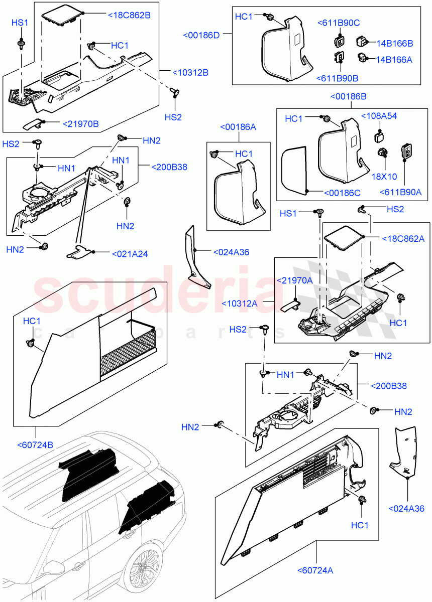 Side Trim (Luggage Compartment) (With 60/40 Manual Fold Thru Rr Seat) of Land Rover Land Rover Range Rover (2012-2021) [3.0 I6 Turbo Diesel AJ20D6]