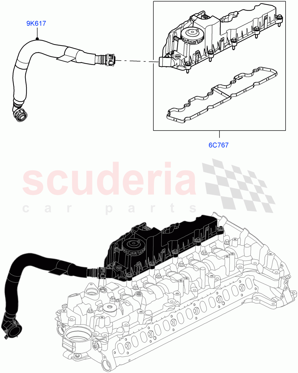 Emission Control - Crankcase (Nitra Plant Build) (3.0L AJ20D6 Diesel High) ((V) FROMM2000001) of Land Rover Land Rover Defender (2020+) [3.0 I6 Turbo Diesel AJ20D6]