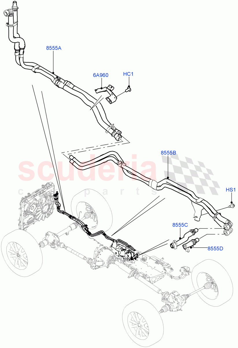 Cooling System Pipes And Hoses(Inverter)(3.0 V6 D Gen2 Twin Turbo,8 Speed Auto Trans ZF 8HP70 HEV 4WD,3.0 V6 Diesel Electric Hybrid Eng,3.0 V6 D Gen2 Mono Turbo)((V)FROMFA000001) of Land Rover Land Rover Range Rover (2012-2021) [3.0 Diesel 24V DOHC TC]