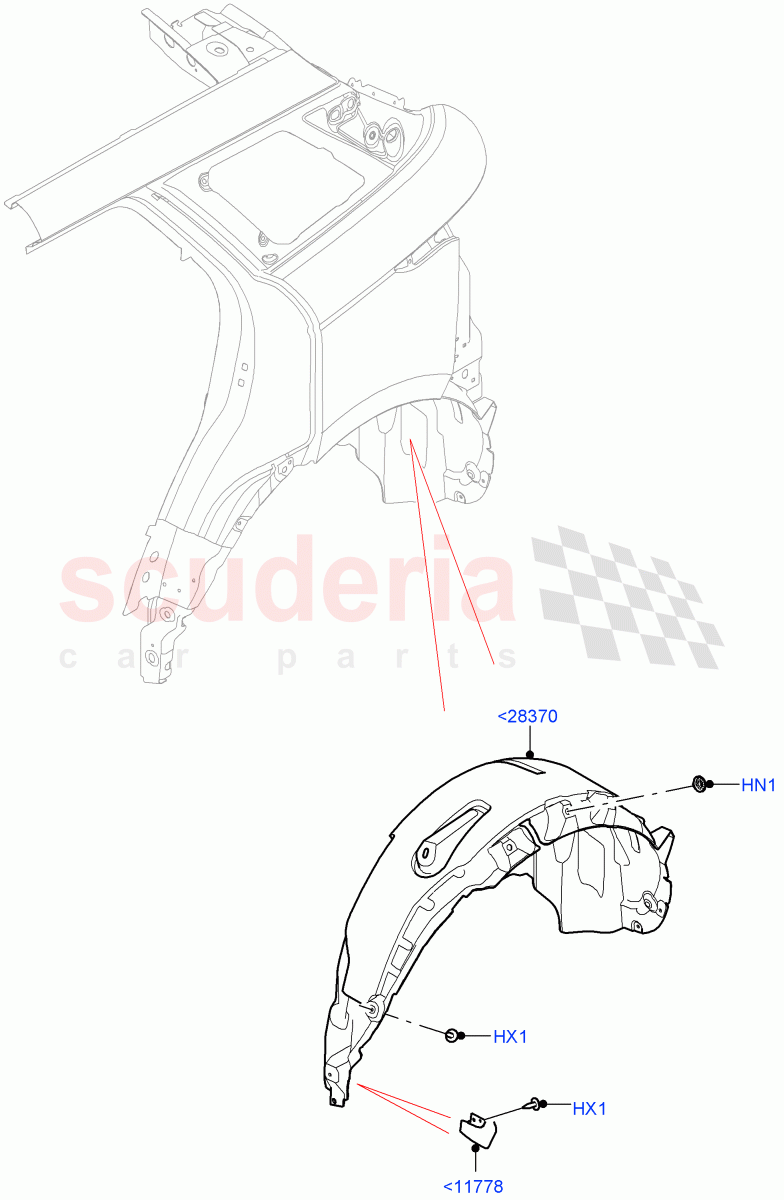 Side Panels - Inner(Wheelarch)(Halewood (UK)) of Land Rover Land Rover Range Rover Evoque (2019+) [2.0 Turbo Petrol AJ200P]