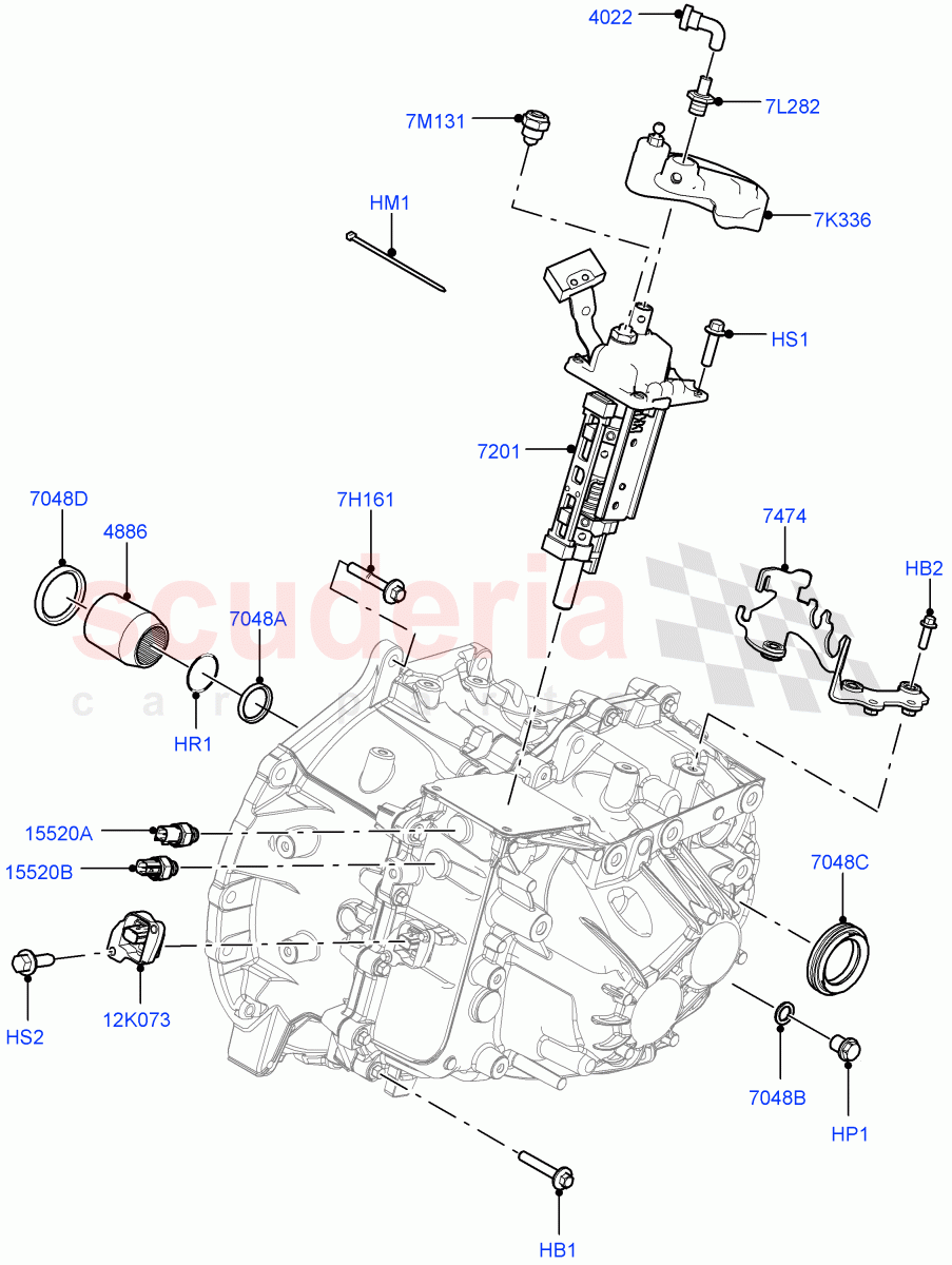 Manual Transmission External Cmpnts(2.0L I4 DSL MID DOHC AJ200,6 Speed Manual Trans M66 - AWD,6 Speed Manual Trans-JLR M66 2WD)((V)FROMGH000001) of Land Rover Land Rover Range Rover Evoque (2012-2018) [2.0 Turbo Diesel]