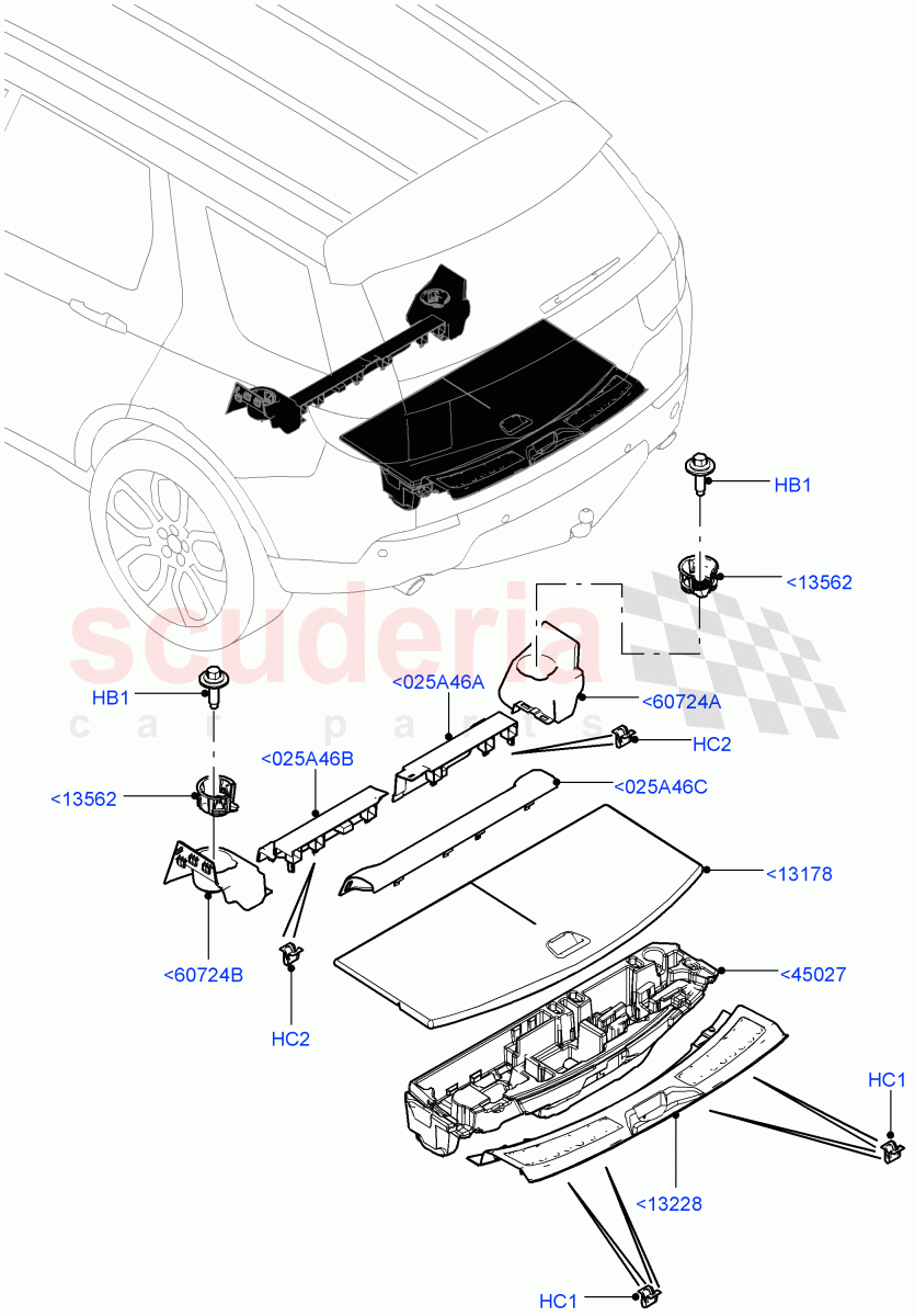 Load Compartment Trim(Floor)(Halewood (UK),With 3rd Row Double Seat,With 7 Seat Configuration,Third Row Dual Individual Seat) of Land Rover Land Rover Discovery Sport (2015+) [2.0 Turbo Petrol AJ200P]