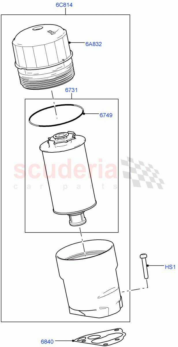 Oil Cooler And Filter (Filter) (5.0L OHC SGDI SC V8 Petrol - AJ133, 5.0 Petrol AJ133 DOHC CDA, 5.0L P AJ133 DOHC CDA S/C Enhanced) ((V) FROMAA000001) of Land Rover Land Rover Range Rover Sport (2010-2013) [5.0 OHC SGDI SC V8 Petrol]