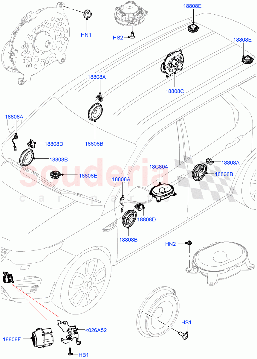 Speakers(Halewood (UK),Premium Audio 1280 W) of Land Rover Land Rover Discovery Sport (2015+) [2.0 Turbo Petrol AJ200P]