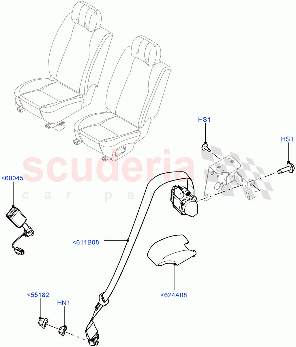 Rear Seat Belts(With 40/40 Split Individual Rr Seat,With 2 Rear Small Individual Seats,Individual 2nd Row Seats SV) of Land Rover Land Rover Range Rover (2012-2021) [3.0 I6 Turbo Petrol AJ20P6]