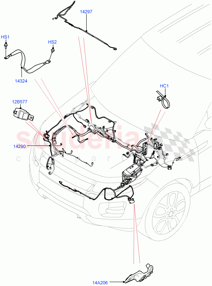 Electrical Wiring - Engine And Dash(Engine Compartment)(Changsu (China))((V)FROMEG000001) of Land Rover Land Rover Range Rover Evoque (2012-2018) [2.0 Turbo Diesel]