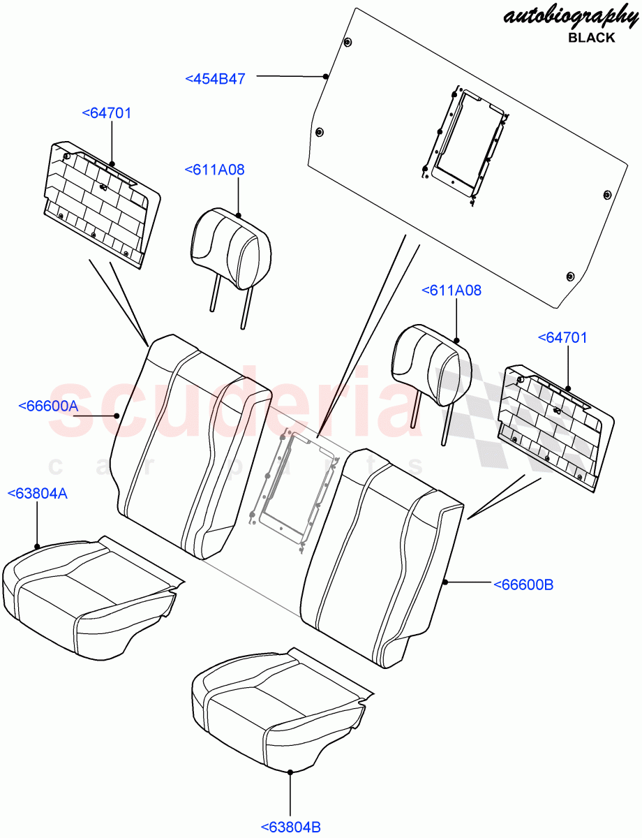 Rear Seat Covers(Autobiography Black / SV Autobiography)(With 40/40 Split Individual Rr Seat)((V)FROMEA000001,(V)TOHA999999) of Land Rover Land Rover Range Rover (2012-2021) [3.0 I6 Turbo Diesel AJ20D6]