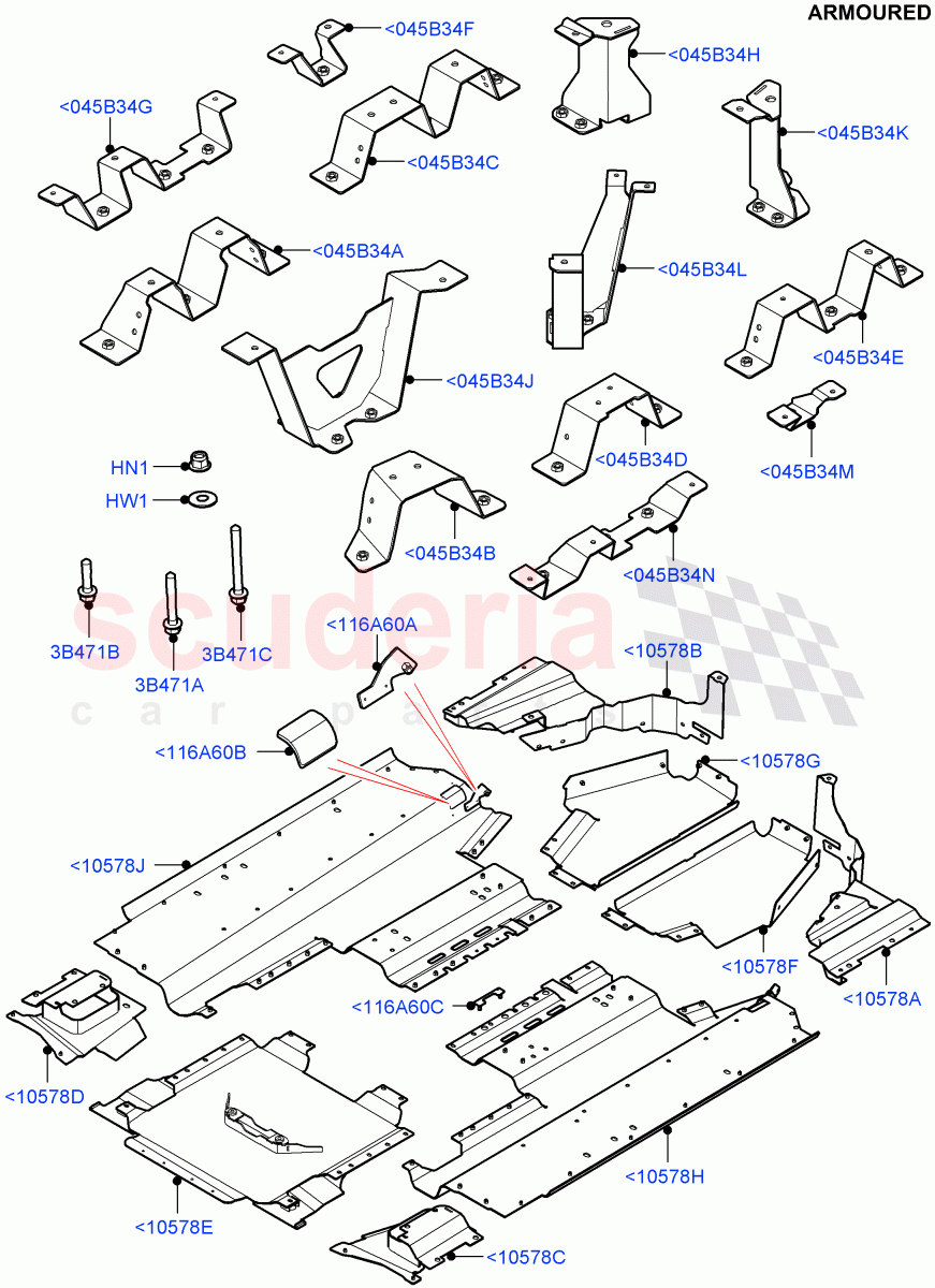 Floor Pan - Centre And Rear(Aluminium Floor)(Armoured)((V)FROMEA000001) of Land Rover Land Rover Range Rover (2012-2021) [3.0 I6 Turbo Petrol AJ20P6]